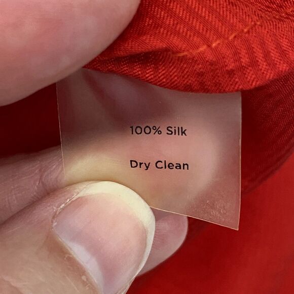Talbots Silk Button Up Blouse Top Red Career Preppy Petite 14 - Picture 7 of 10